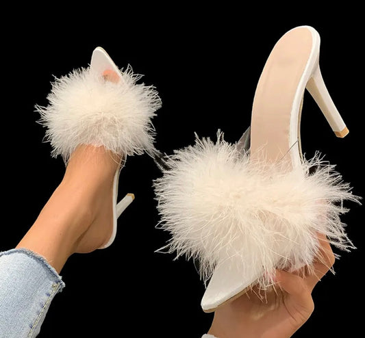 Feather Point Toe High Heel