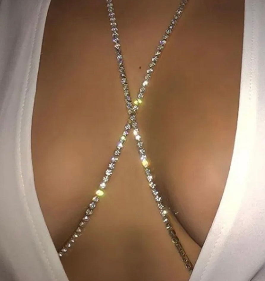 Sexy Cross Rhinestone Body Chain