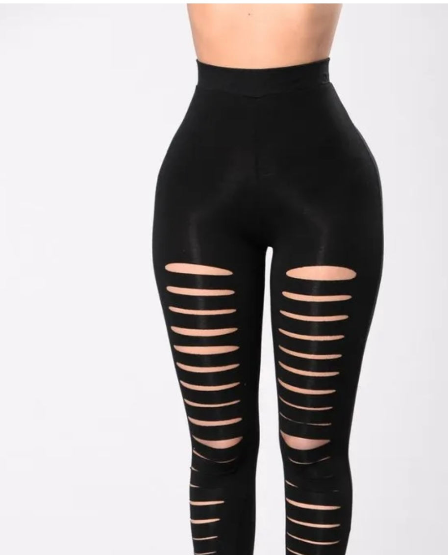 Fashion Sexy Solid Color Cut Out Tight Pants