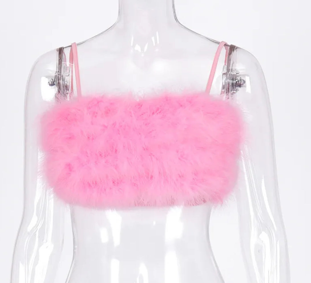 Fashion Feather Solid Color Plush Top