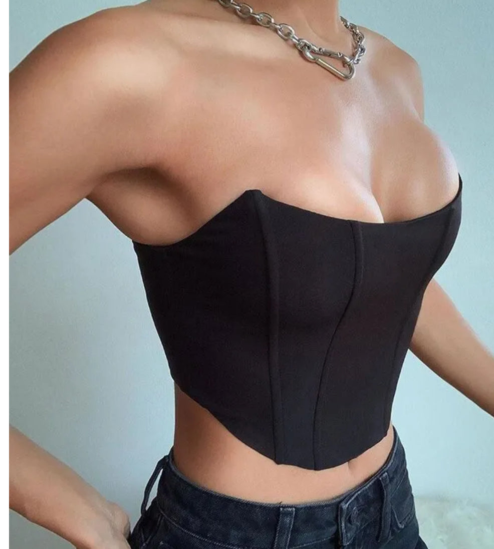 Fashion Sexy Elegant Solid Color Tube Top Corset