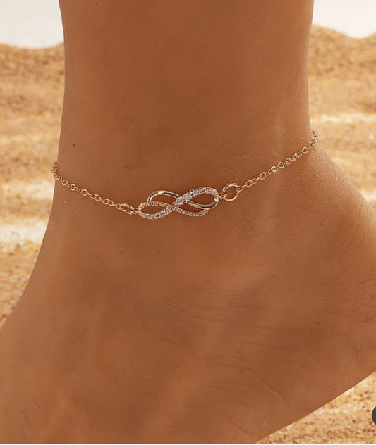 Infinity Symbol Rhinestone Anklet