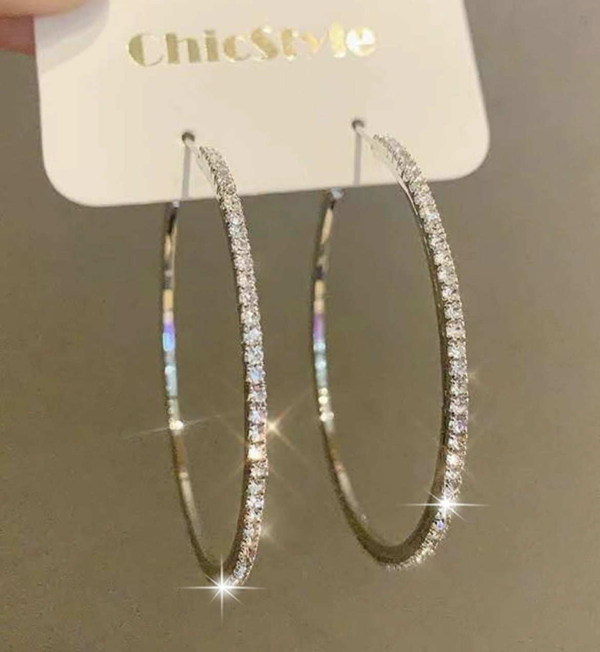 Elegant Rhinestone Decorated Hoop Earrings