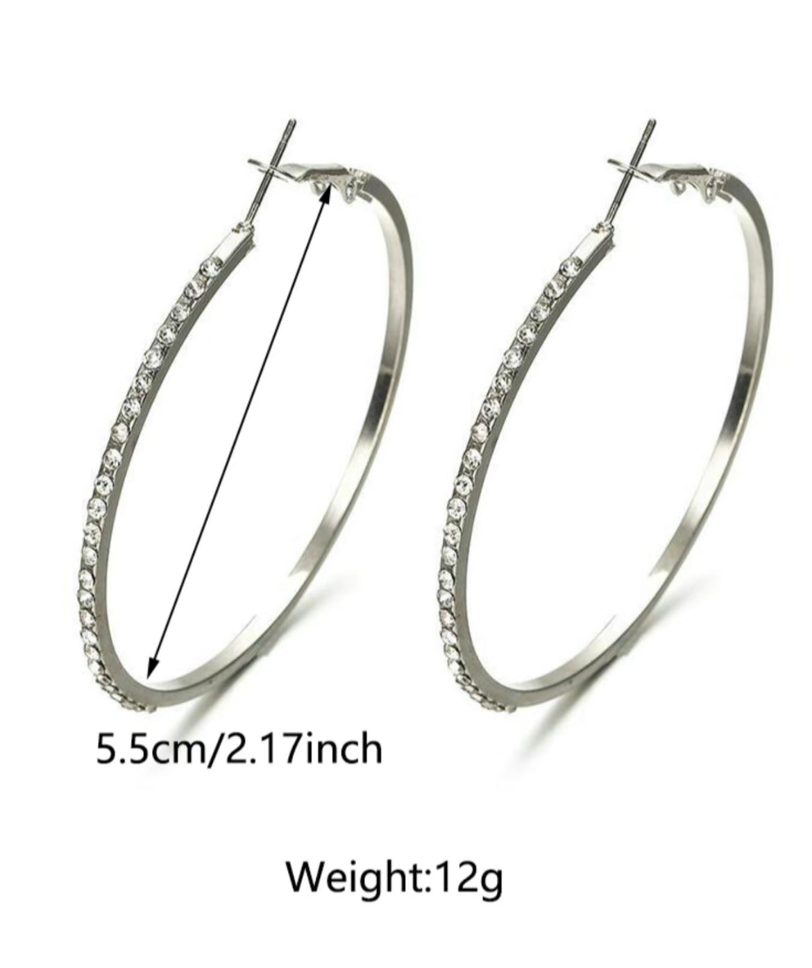Elegant Rhinestone Decorated Hoop Earrings