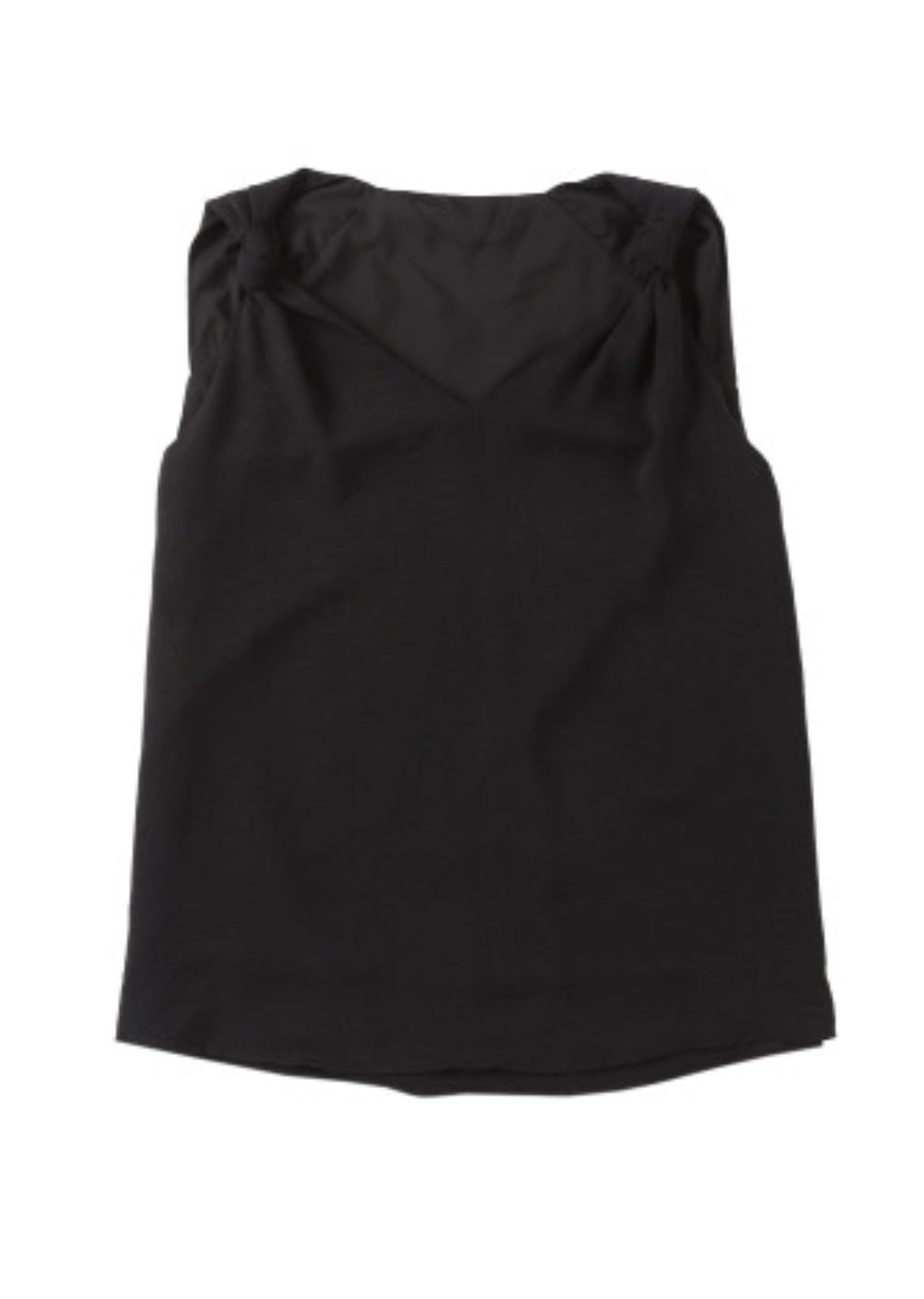 Black V-Neck Knotted Shoulder Sleeveless Shirt