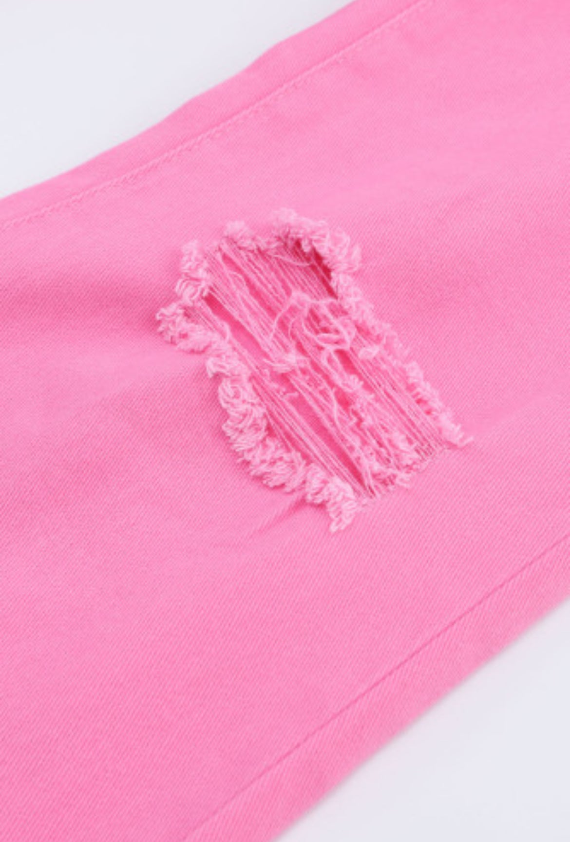 Pink Vintage High Waist Flare Leg Ripped Raw Hem Jeans