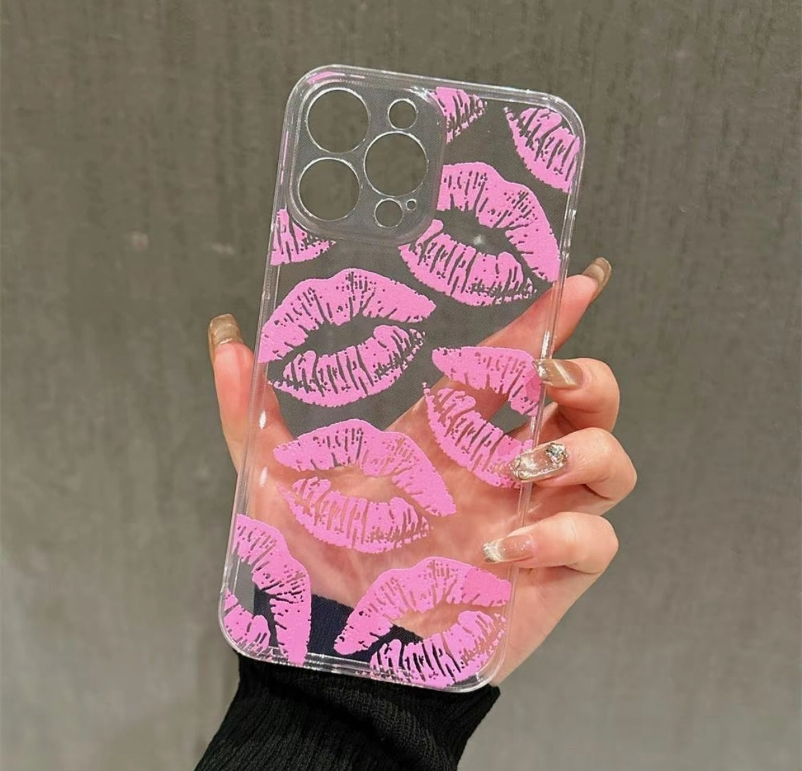 Lipstick Pattern Clear Phone Case Compatible With iPhone 7Plus X XR XS Max 11 12 13 14 15 Pro Max