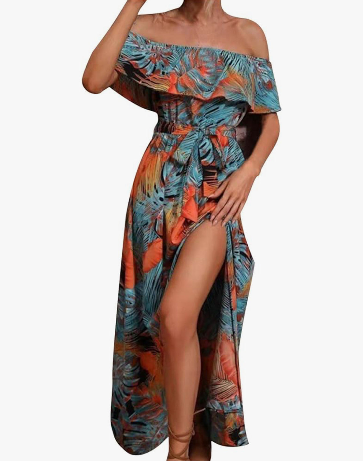 Maxi Dress for Women Summer Boho Dress Sexy Off The Shoulder Dresses Flowy Long Sundresses Vacation Beach Party Dress