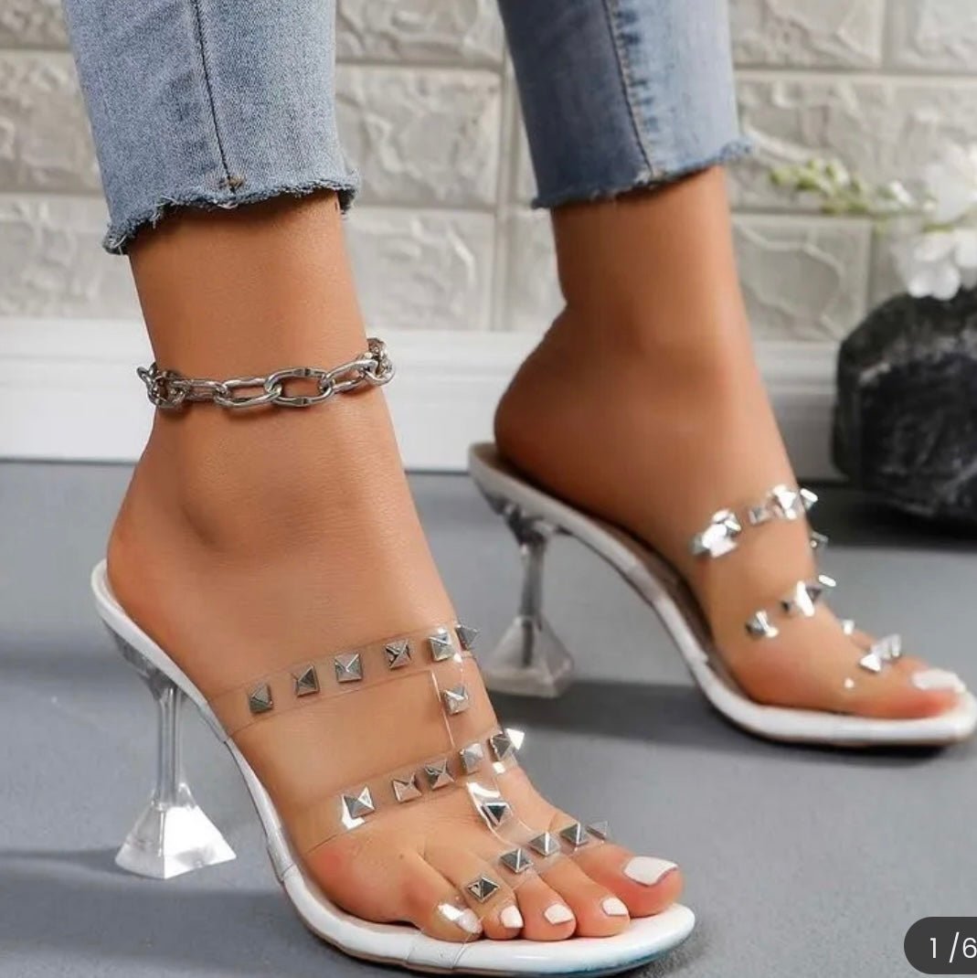 Transparent Studded High Heel
