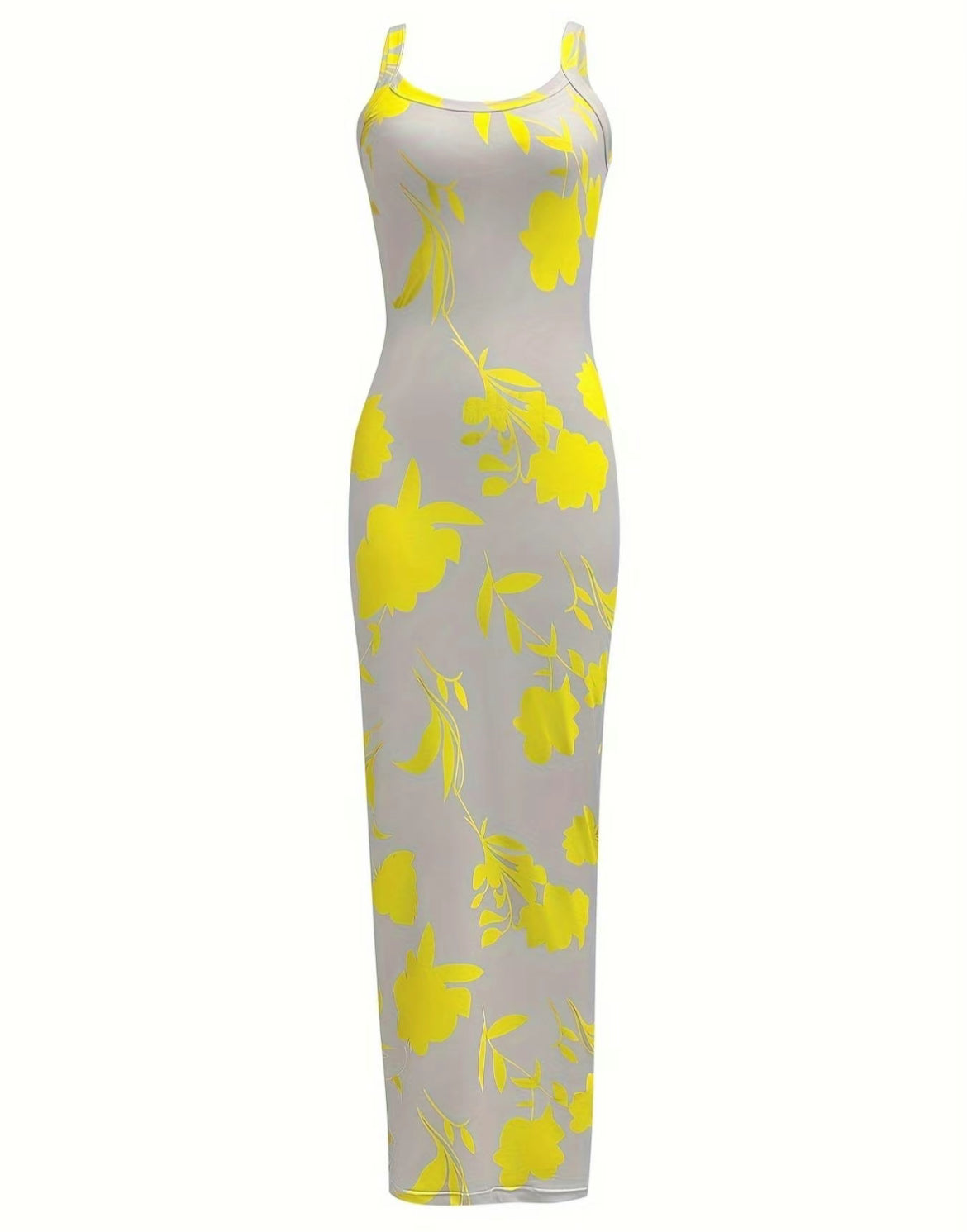 Woman's Print Bodycon Dress Casual Sleeveless Long Dress