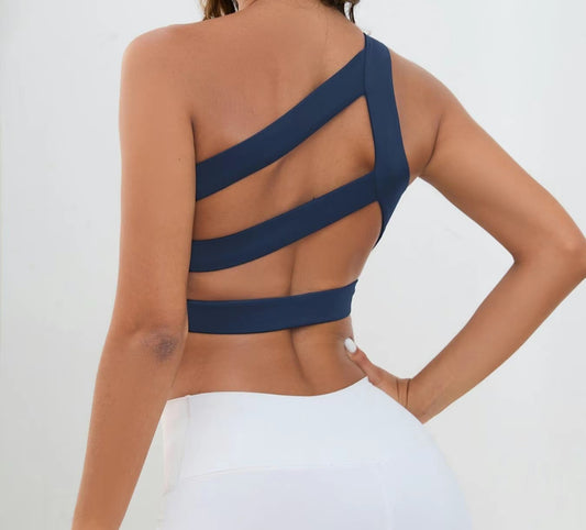 Woman's Cut Out Backless One Shoulder 1 Piece Breathable Top