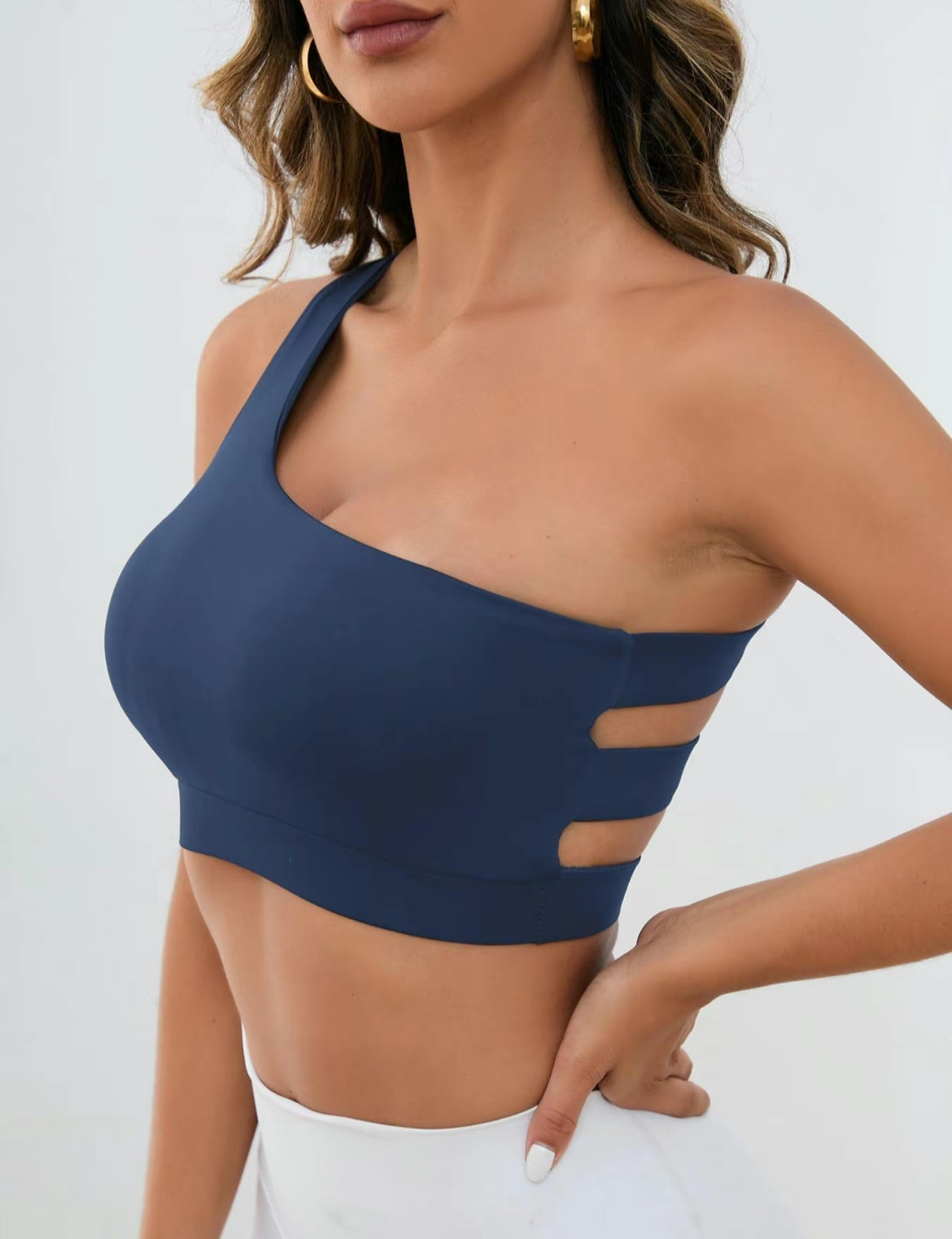 Woman's Cut Out Backless One Shoulder 1 Piece Breathable Top