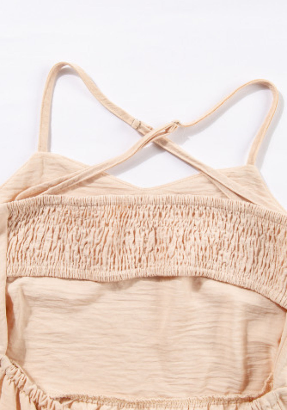 Oatmeal Crossover Backless Bodice Tiered Maxi Dress