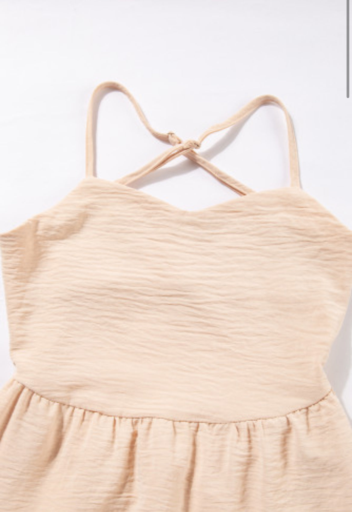 Oatmeal Crossover Backless Bodice Tiered Maxi Dress