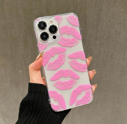 Lipstick Pattern Clear Phone Case Compatible With iPhone 7Plus X XR XS Max 11 12 13 14 15 Pro Max
