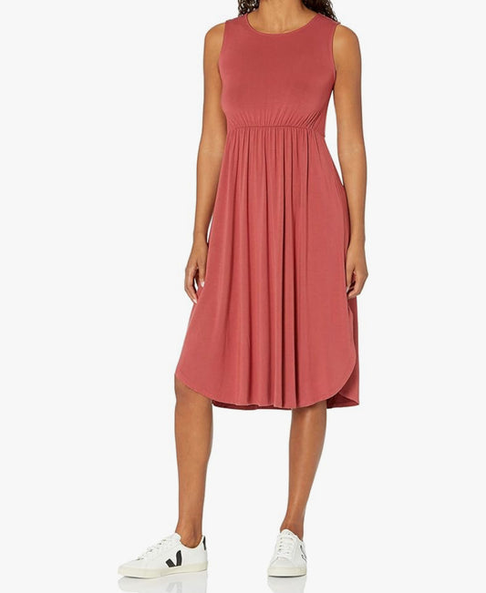 Woman's Jersey Sleeveless Gathered Midi Dress