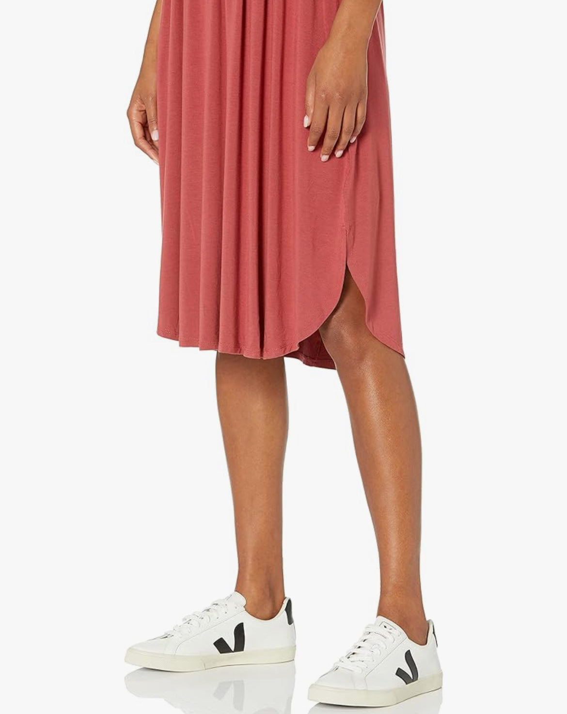 Woman's Jersey Sleeveless Gathered Midi Dress