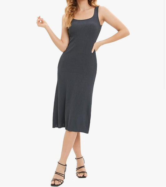 Women Casual Sleeveless Dress Basic Bodycon Ribbed Tank Dress