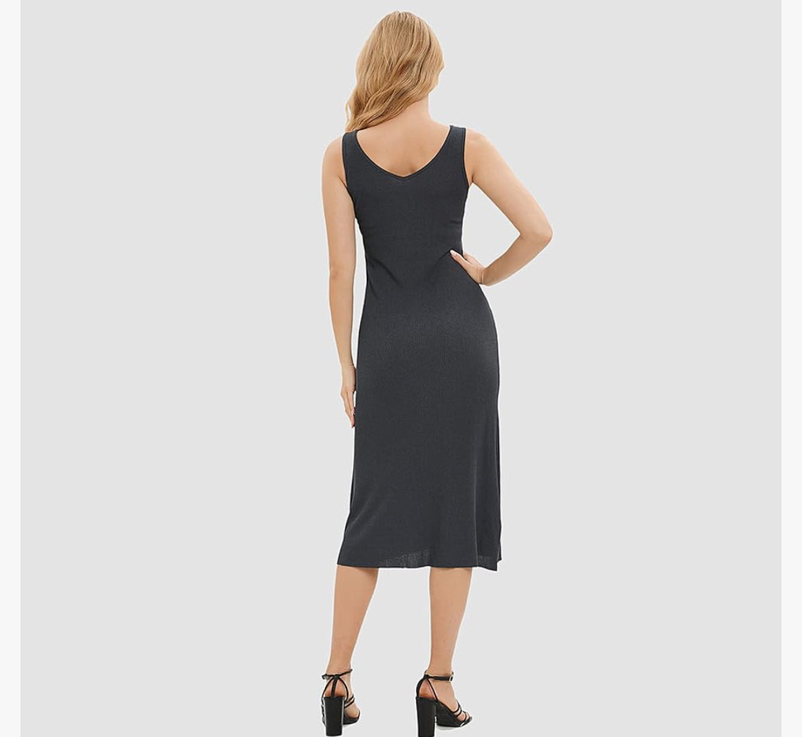 Women Casual Sleeveless Dress Basic Bodycon Ribbed Tank Dress
