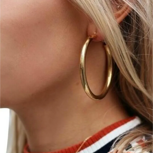 Women Personality Big Circle Metal Hoop Earrings
