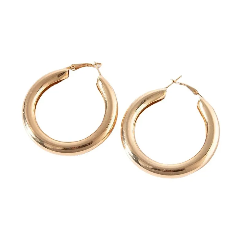 Women Personality Big Circle Metal Hoop Earrings